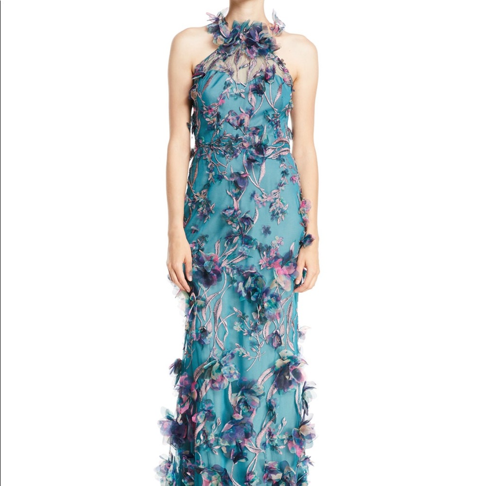 Marchesa Notte 3D floral dress
